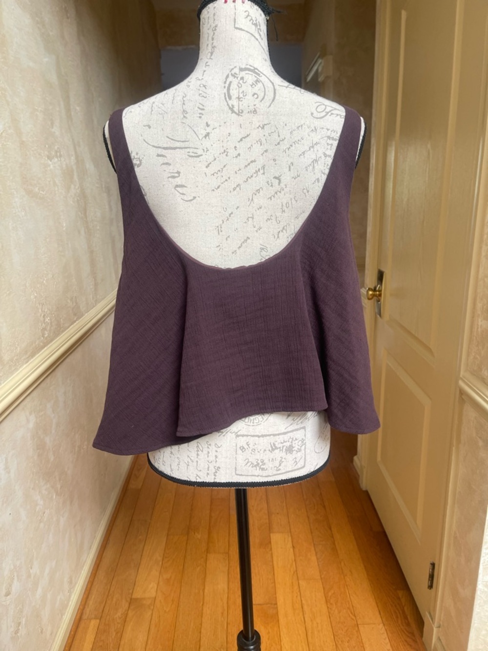 ZARA XXL Brown Textured Cotton Crop Tank Top Button Front Flowy Boho Cottagecore - Picture 4 of 8